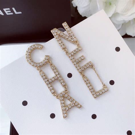 chanel letter drop earrings replica|authentic Chanel earrings.